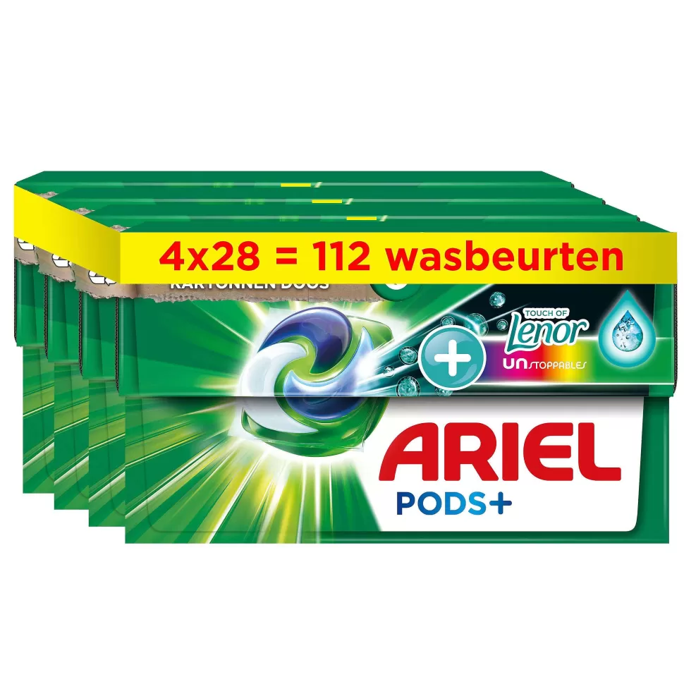 Sale Pods+, +Touch Van Unst Color Vloeibaar Wasmiddelcapsules - 4 X 28 Wasbeurten - 112 Wasbeurten Huishoudmiddelen