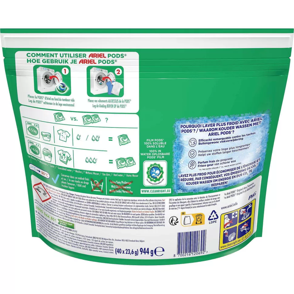 Online Pods+ Vloeibaar Wasmiddelcapsules + Actieve Geurbestrijding- 3 X 40 Wasbeurten - 120 Wasbeurten Huishoudmiddelen