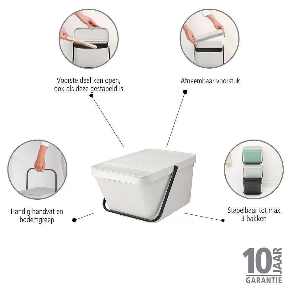 Clearance Sort & Go Stapelbaar Stapelbare Afvalemmer (20L) Prullenbakken