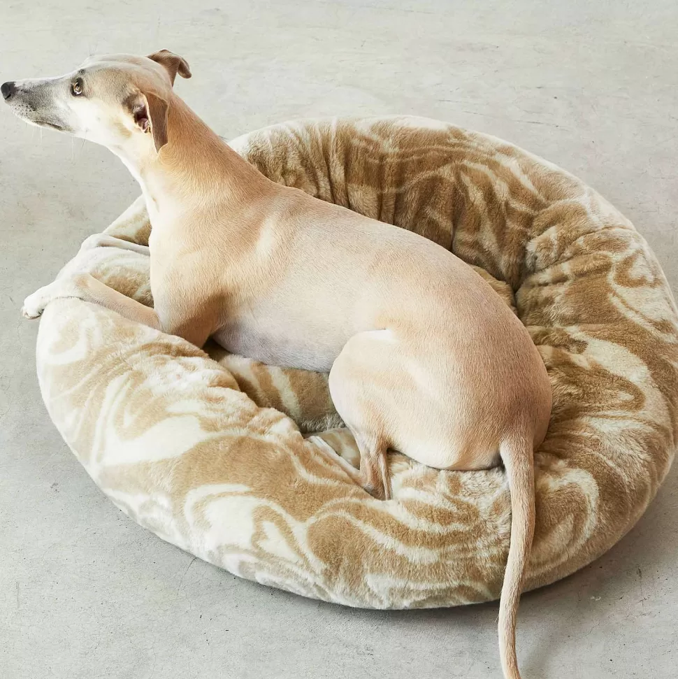 Cheap Honden/Katten Mand O70X20 Cm Fluffy Plush Swirl Patroon Beige Maat M Dierbenodigdheden