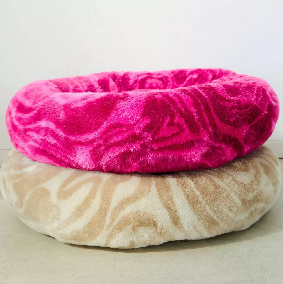 Cheap Honden/Katten Mand O70X20 Cm Fluffy Plush Swirl Patroon Beige Maat M Dierbenodigdheden