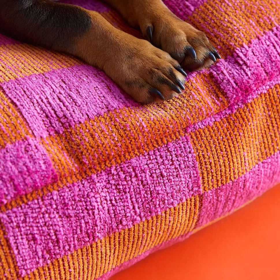 Shop Hondenkussen Jacquard Blok Patroon Oranje En Magenta Maat L Dierbenodigdheden