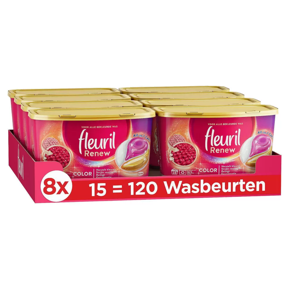 Clearance Renew Color Caps - Wascapsules - Gekleurde Was - Voordeelverpakking - 8 X 15 Wasbeurten - 120 Wasbeurten Huishoudmiddelen