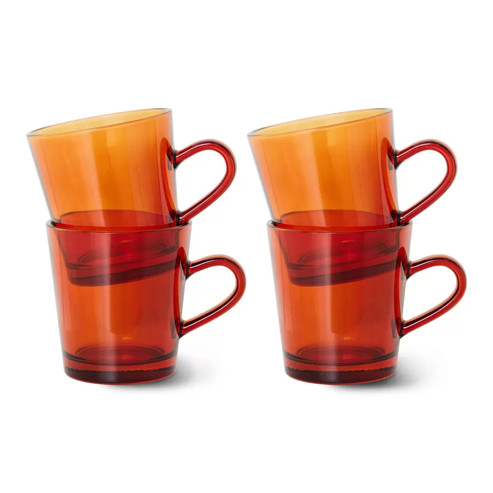 New Koffieglas 70'S (O7,7 Cm) (200 Ml) (Set Van 4) Glazen