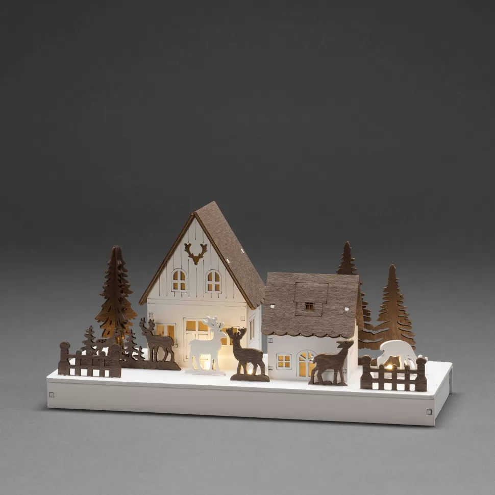 Cheap Silhouet Huis En Reedieren (Op Batterij Met Timer) (14X28 Cm) (6 Led) Kerstverlichting