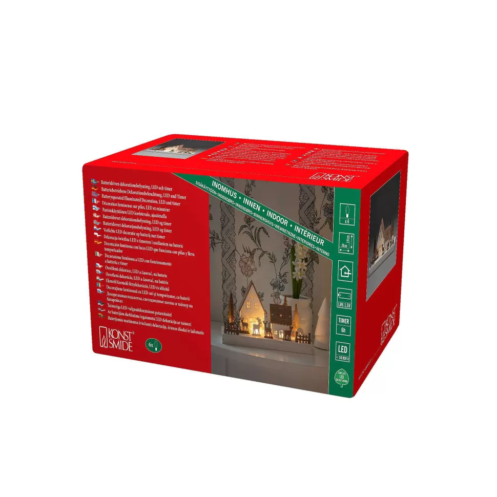 Cheap Silhouet Huis En Reedieren (Op Batterij Met Timer) (14X28 Cm) (6 Led) Kerstverlichting