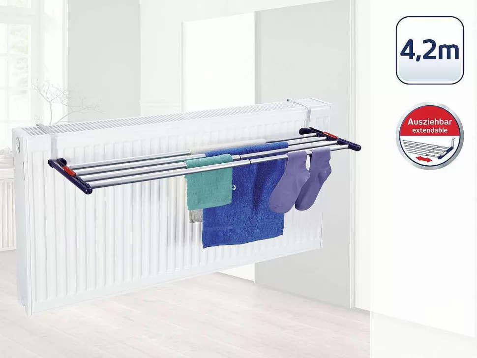 Cheap Hangend Droogrek Quartett 42 Uitschuifbaar Aluminium - 4,2 M Drooglengte Droogrekken