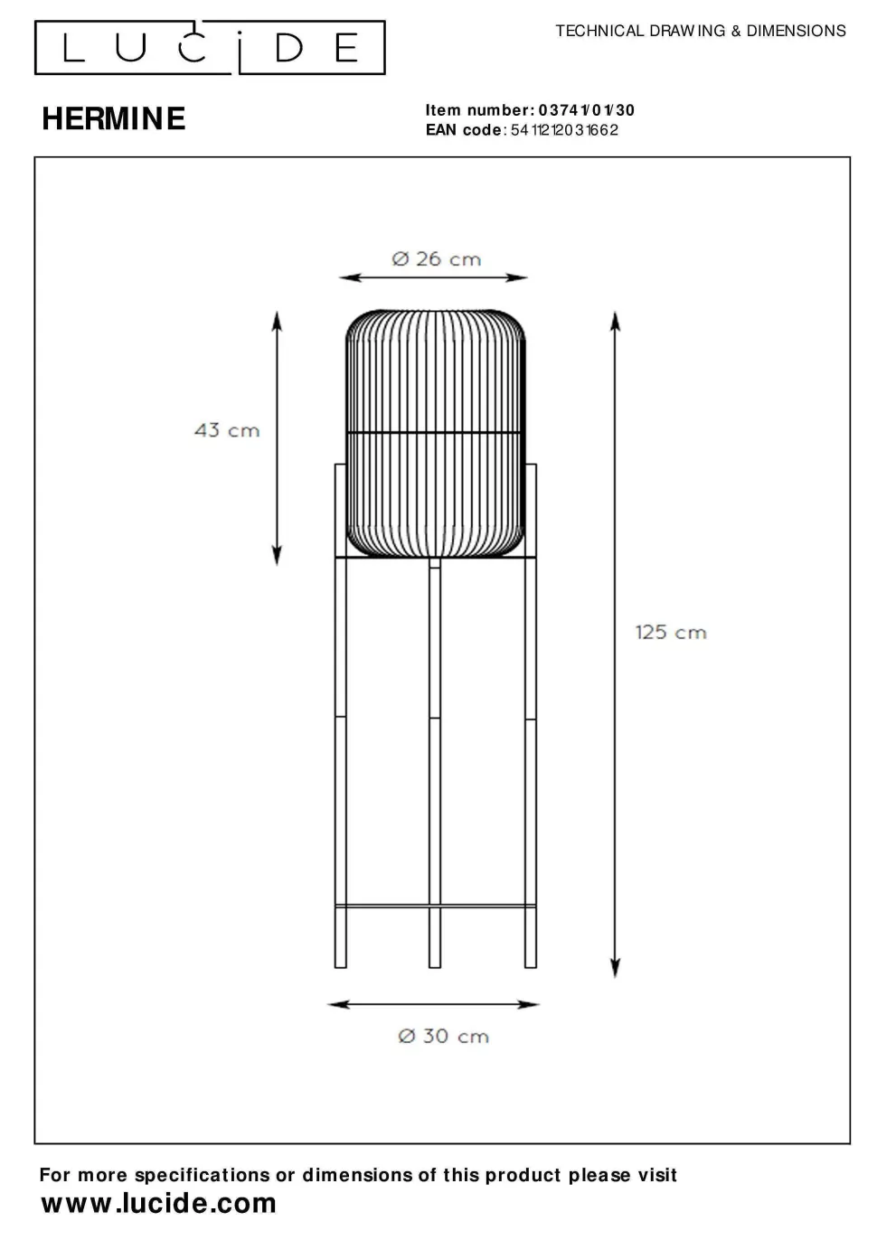 Store Vloerlamp Hermine (O30 Cm) Vloerlampen