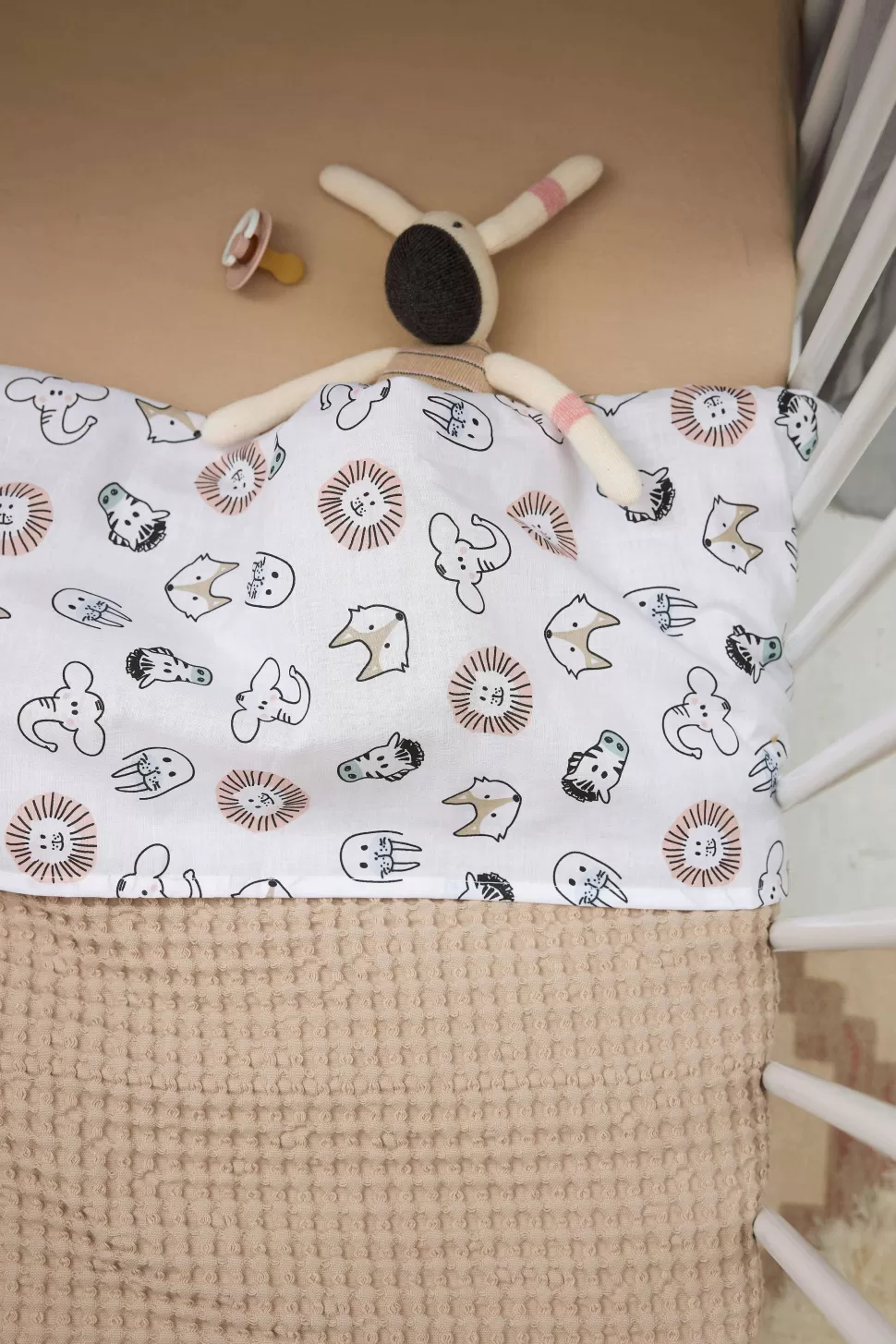 Store Baby Ledikantlaken Animal/Uni - Set Van 2 100X150 Cm Wit/Multi Kinderbeddengoed