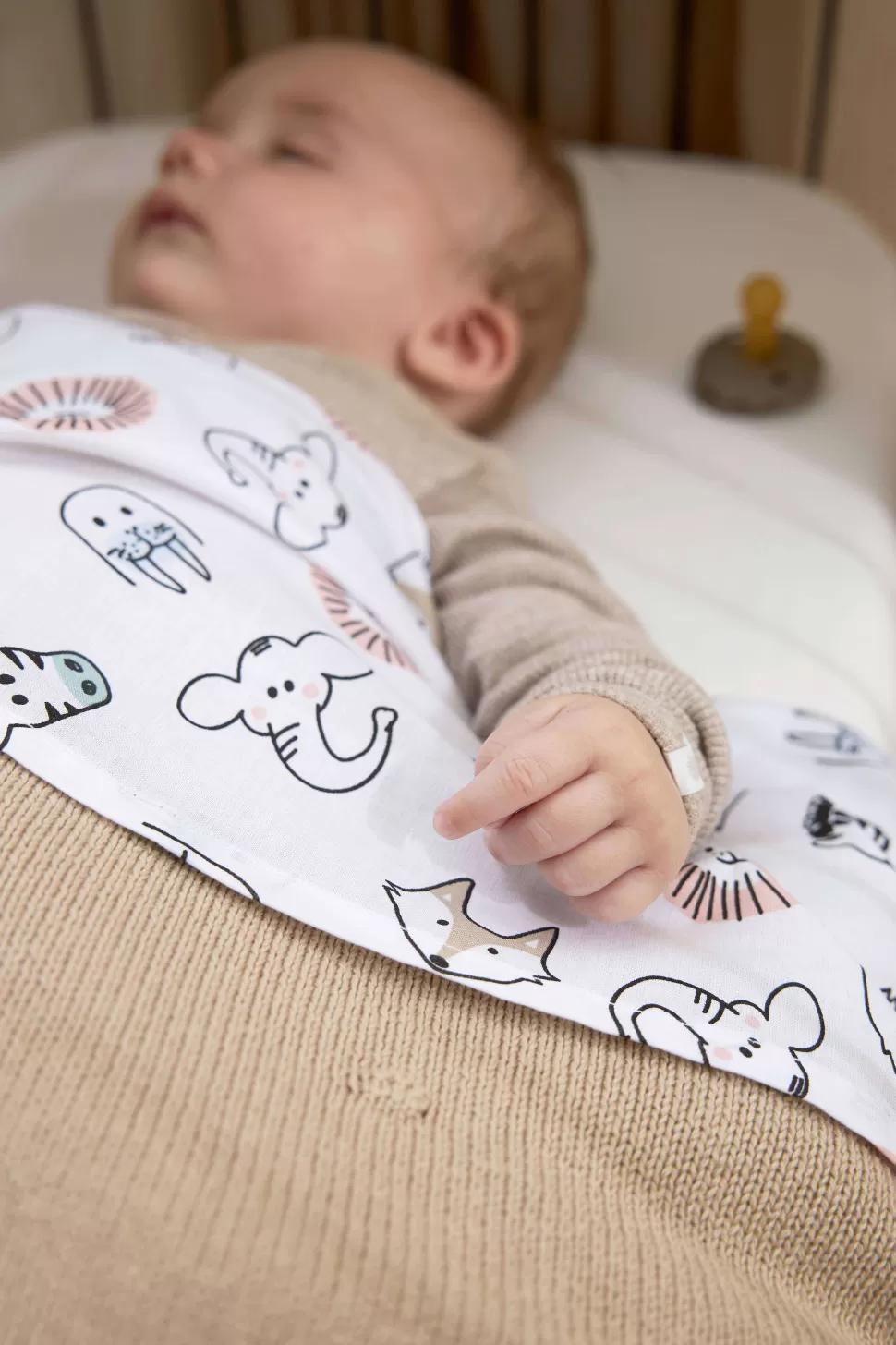 Store Baby Ledikantlaken Animal/Uni - Set Van 2 100X150 Cm Wit/Multi Kinderbeddengoed