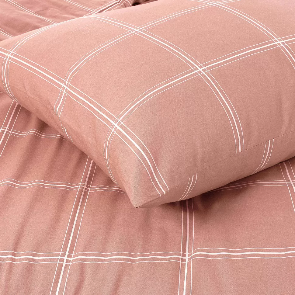 Outlet Katoenen Dekbedovertrek 1 Persoons Line Check (140X220 Cm) Beddengoed