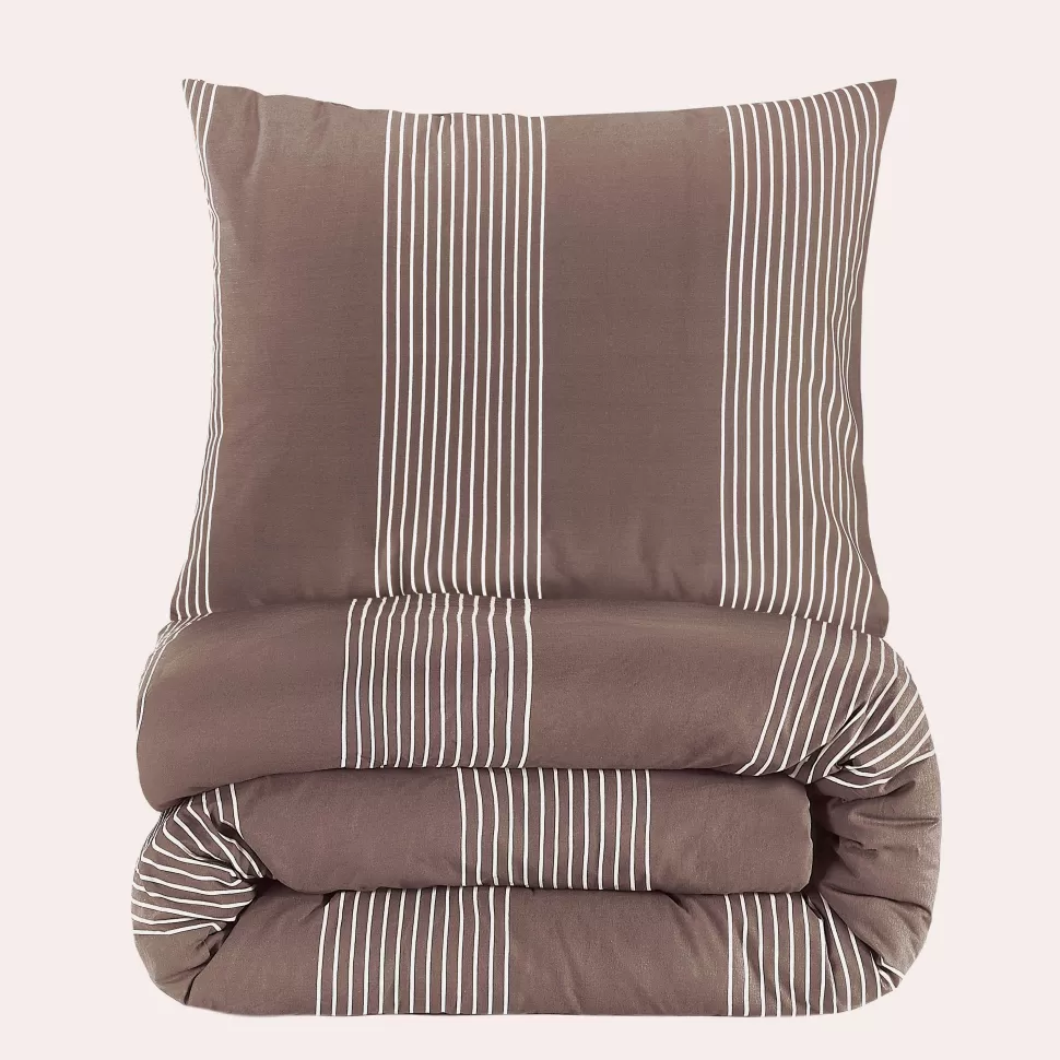 Discount Katoenen Dekbedovertrek 1 Persoons Wide Stripe (140X220 Cm) Beddengoed