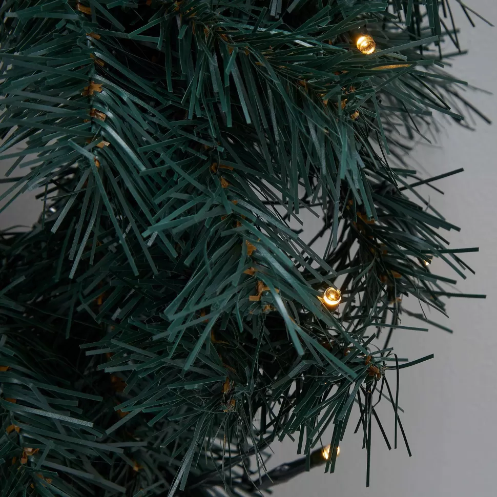 Best Sale 2 Verlichte Buiten Kerstbomen En Krans Fraser (H95 X O55 Cm) Kerstbomen