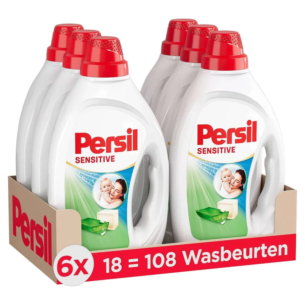 New Sensitive Gel - Vloeibaar Wasmiddel - Baby En Gevoelige Huid - Voordeelverpakking - 6 X 18 Wasbeurten - 108 Wasbeurten Huishoudmiddelen