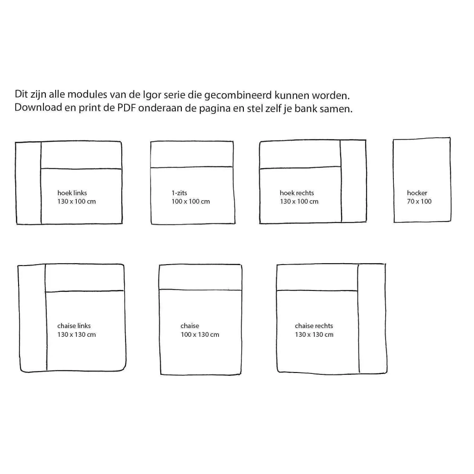 New Igor Modulair Bankelement (1-Zits) Modulaire Banken