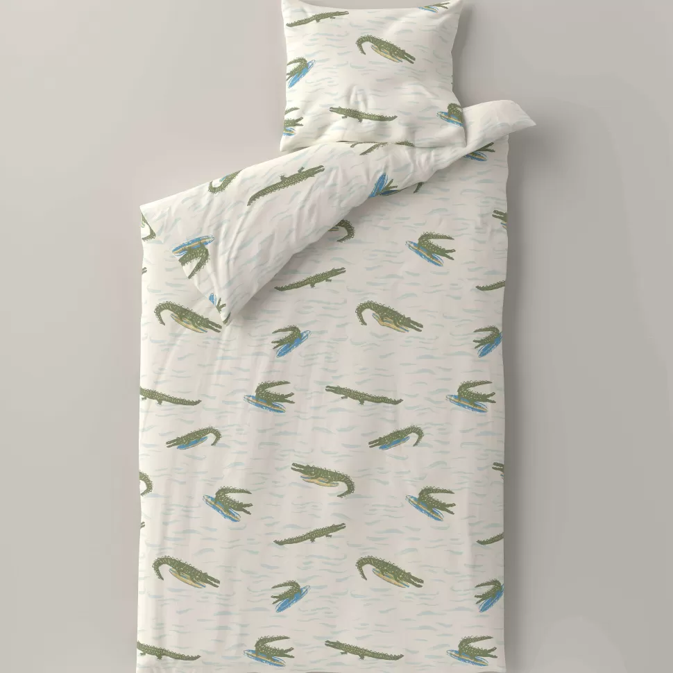 Outlet Katoenen Dekbedovertrek 1 Persoons Surfin Croco (140X200 Cm) Beddengoed