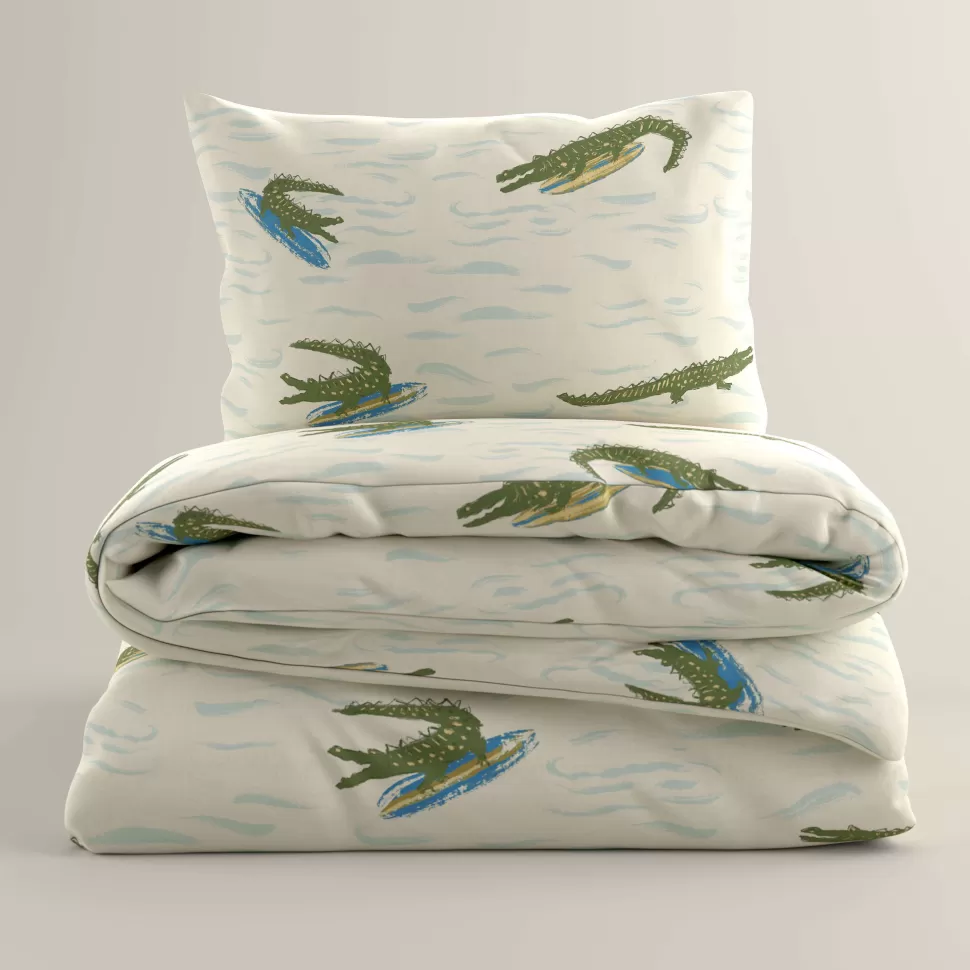 Outlet Katoenen Dekbedovertrek 1 Persoons Surfin Croco (140X200 Cm) Beddengoed