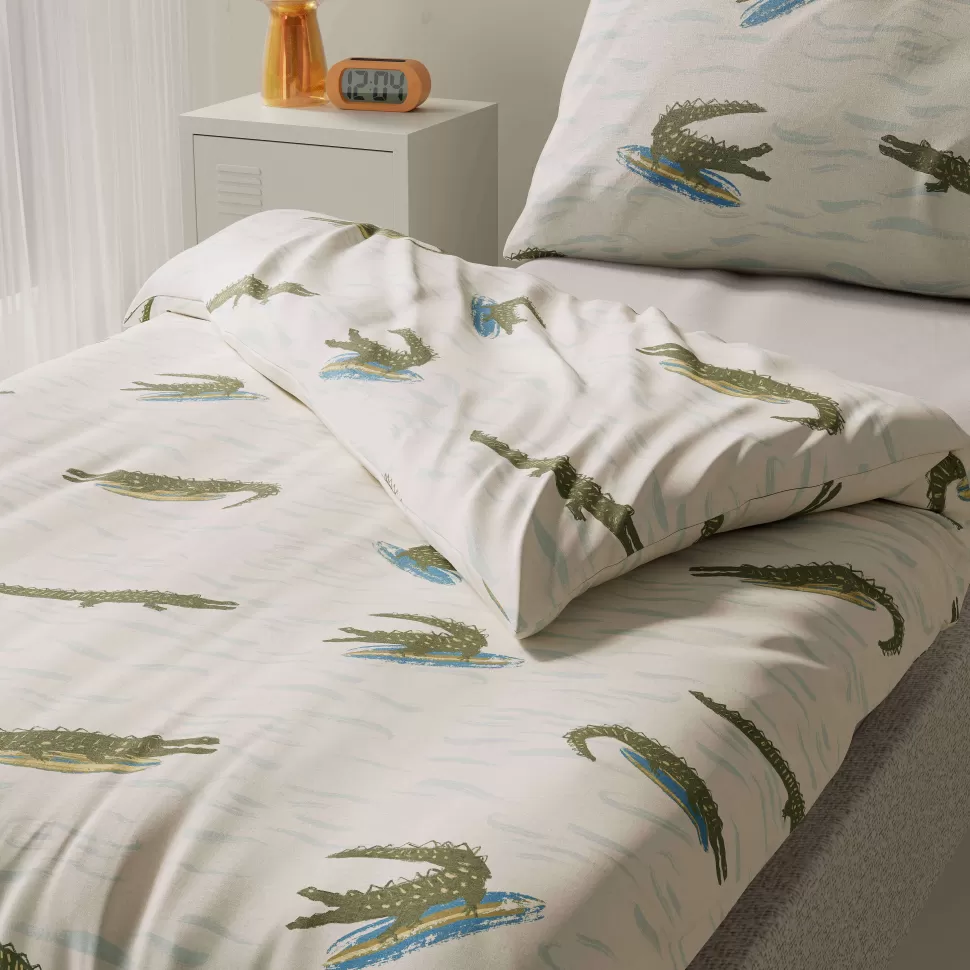 Outlet Katoenen Dekbedovertrek 1 Persoons Surfin Croco (140X200 Cm) Beddengoed