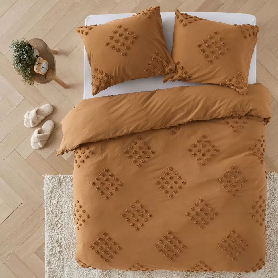 Discount Katoenen Dekbedovertrek Met Tufted Patroon 1 Persoons (140X220 Cm) Beddengoed