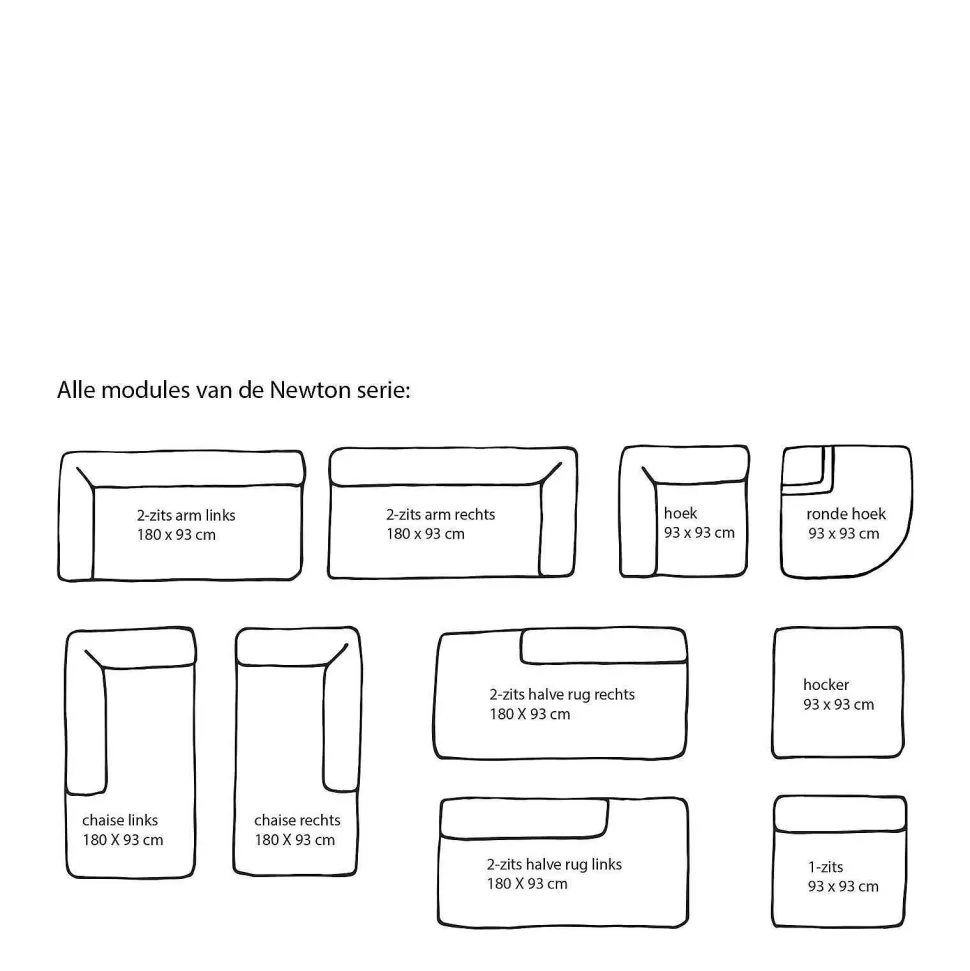 Cheap Newton Modulair Bankelement (2-Zits Arm Rechts) Modulaire Banken