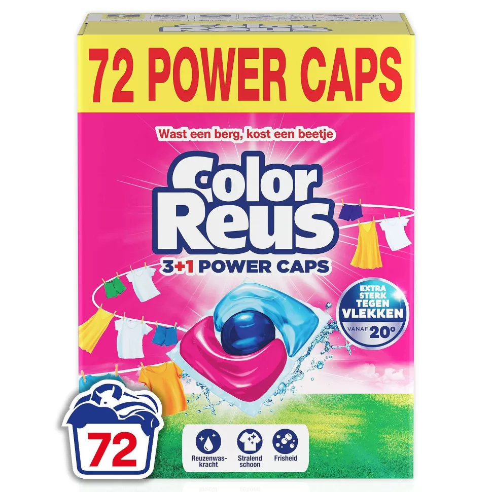 Best Color Reus 3+1 Power Caps - Wascapsules - Gekleurde Was - Voordeelverpakking - 2 X 36 Wasbeurten - 72 Wasbeurten Huishoudmiddelen