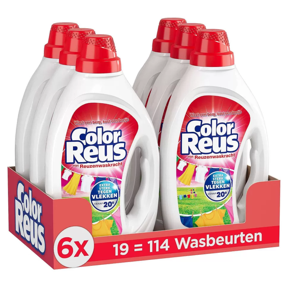 Discount Color Reus Gel - Vloeibaar Wasmiddel - Gekleurde Was - Voordeelverpakking - 6 X 19 Wasbeurten - 114 Wasbeurten Huishoudmiddelen