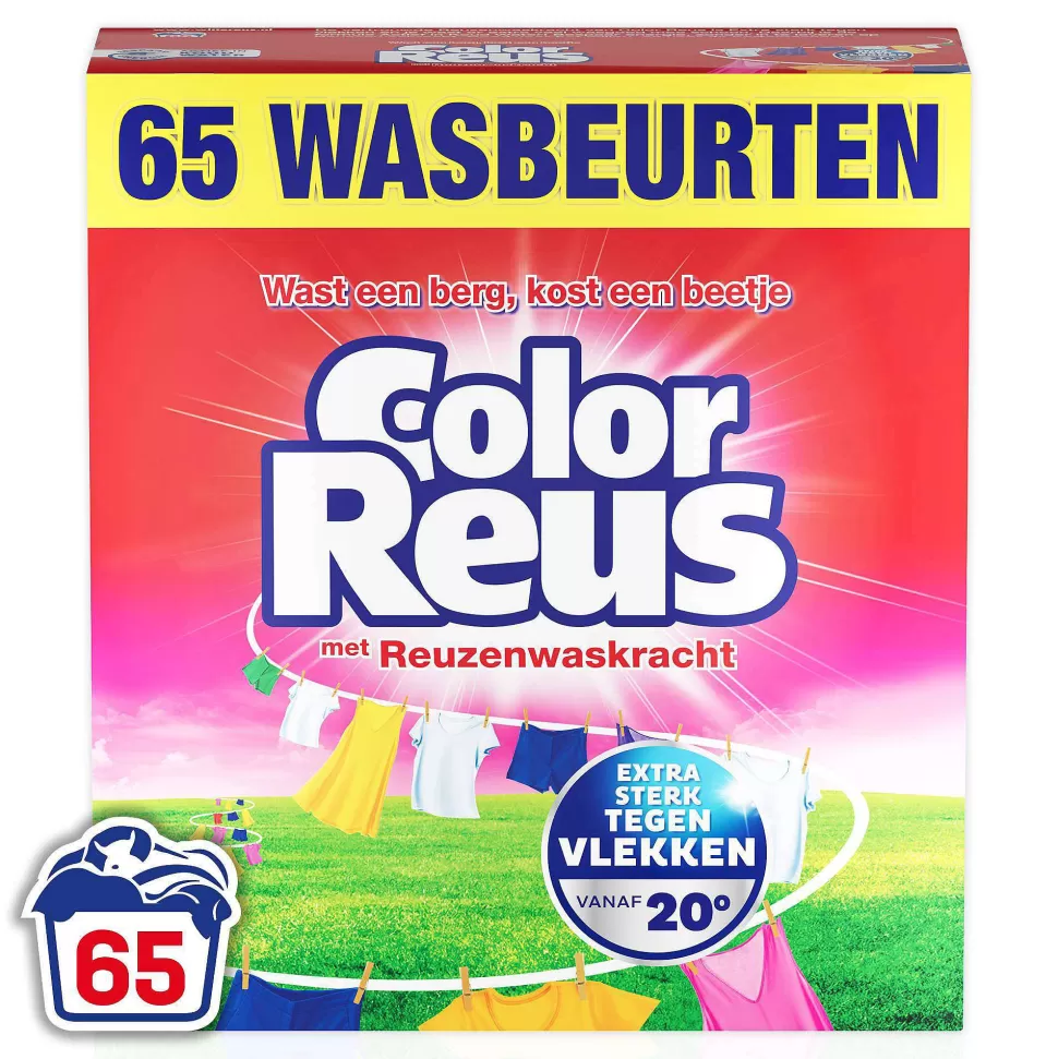 New Color Reus Poeder - Waspoeder- Gekleurde Was - Grootverpakking - 65 Wasbeurten Huishoudmiddelen