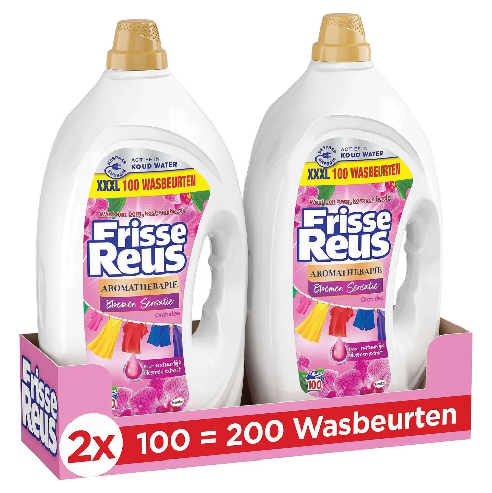 Outlet Orchidee Macadamia Gel Vloeibaar Wasmiddel - Gekleurde Was - Voordeelverpakking - 2 X 100 Wasbeurten - 200 Wasbeurten Huishoudmiddelen