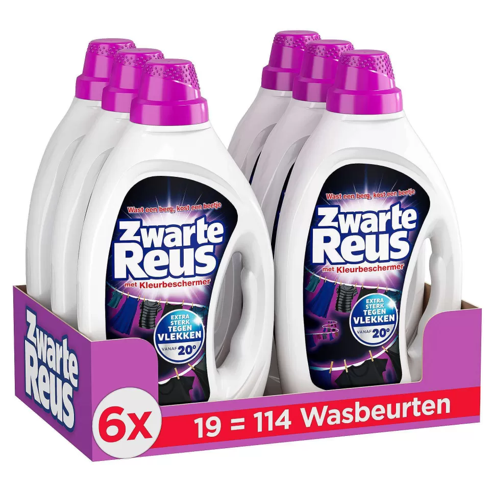 Hot Zwarte Reus Gel - Vloeibaar Wasmiddel - Voordeelverpakking - 6 X 19 Wasbeurten - 114 Wasbeurten Huishoudmiddelen