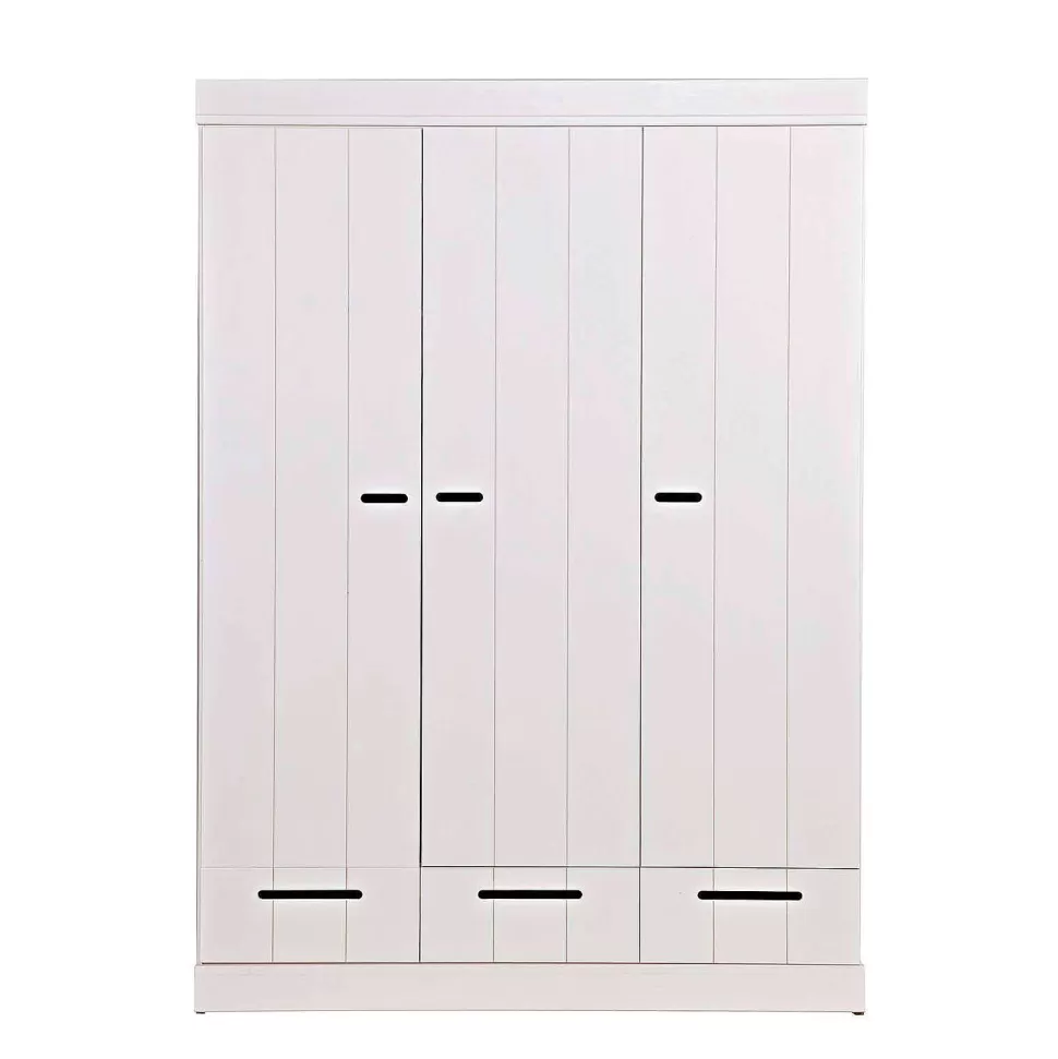 Store Connect Kast 3-Deurs Met Lade - Grenen - Wit - 195X140X53 Kledingkasten