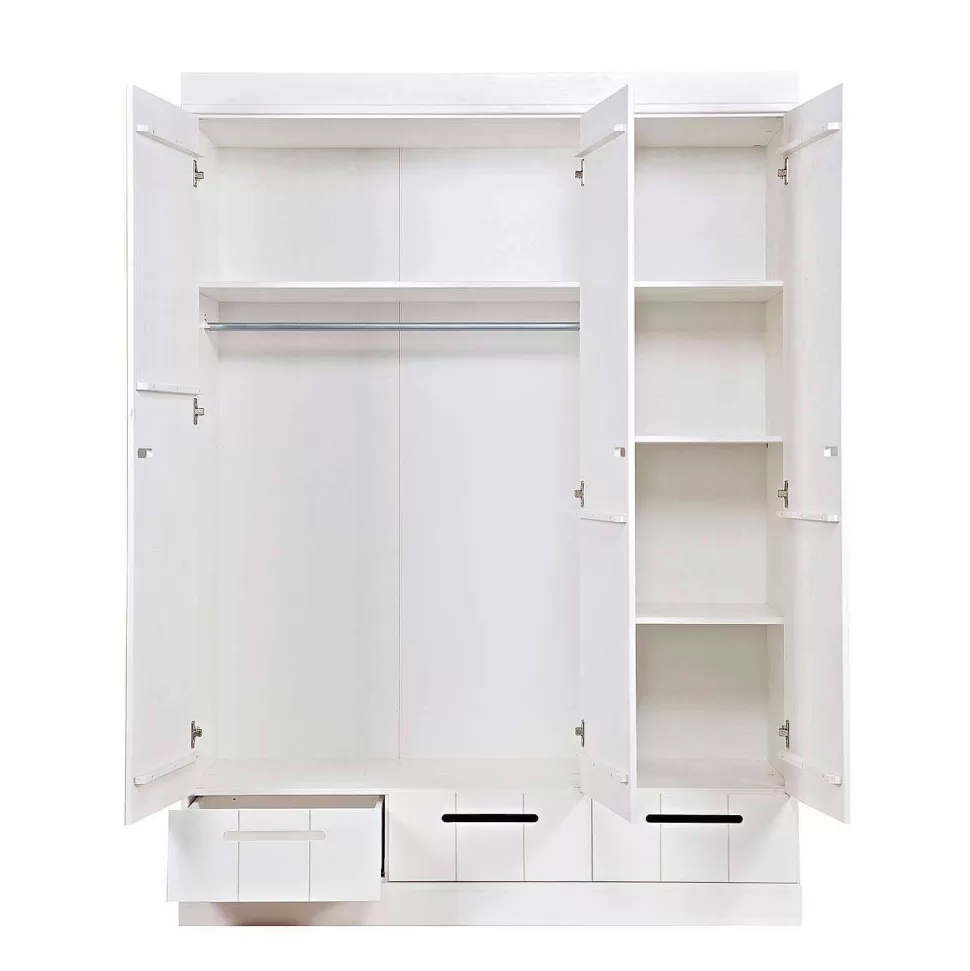 Store Connect Kast 3-Deurs Met Lade - Grenen - Wit - 195X140X53 Kledingkasten