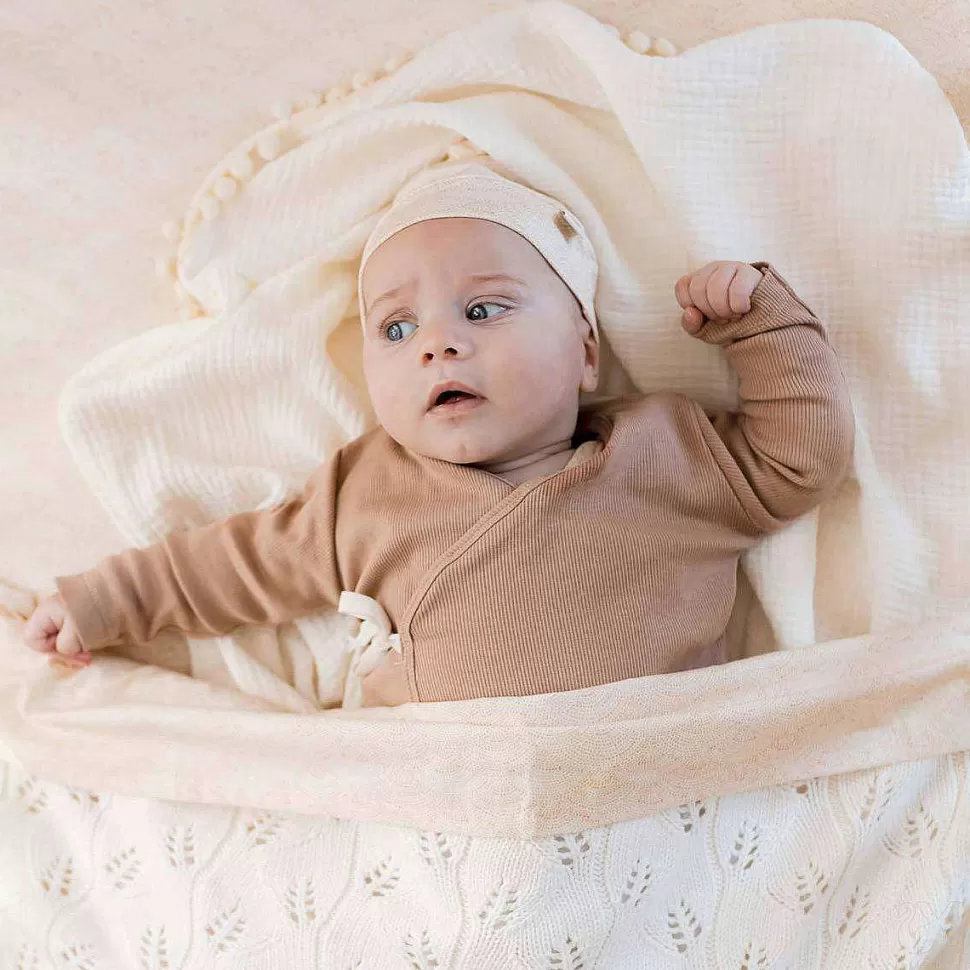 Fashion Baby Ledikantlaken Waves Hazelnut 100X150 Cm Beige Kinderbeddengoed